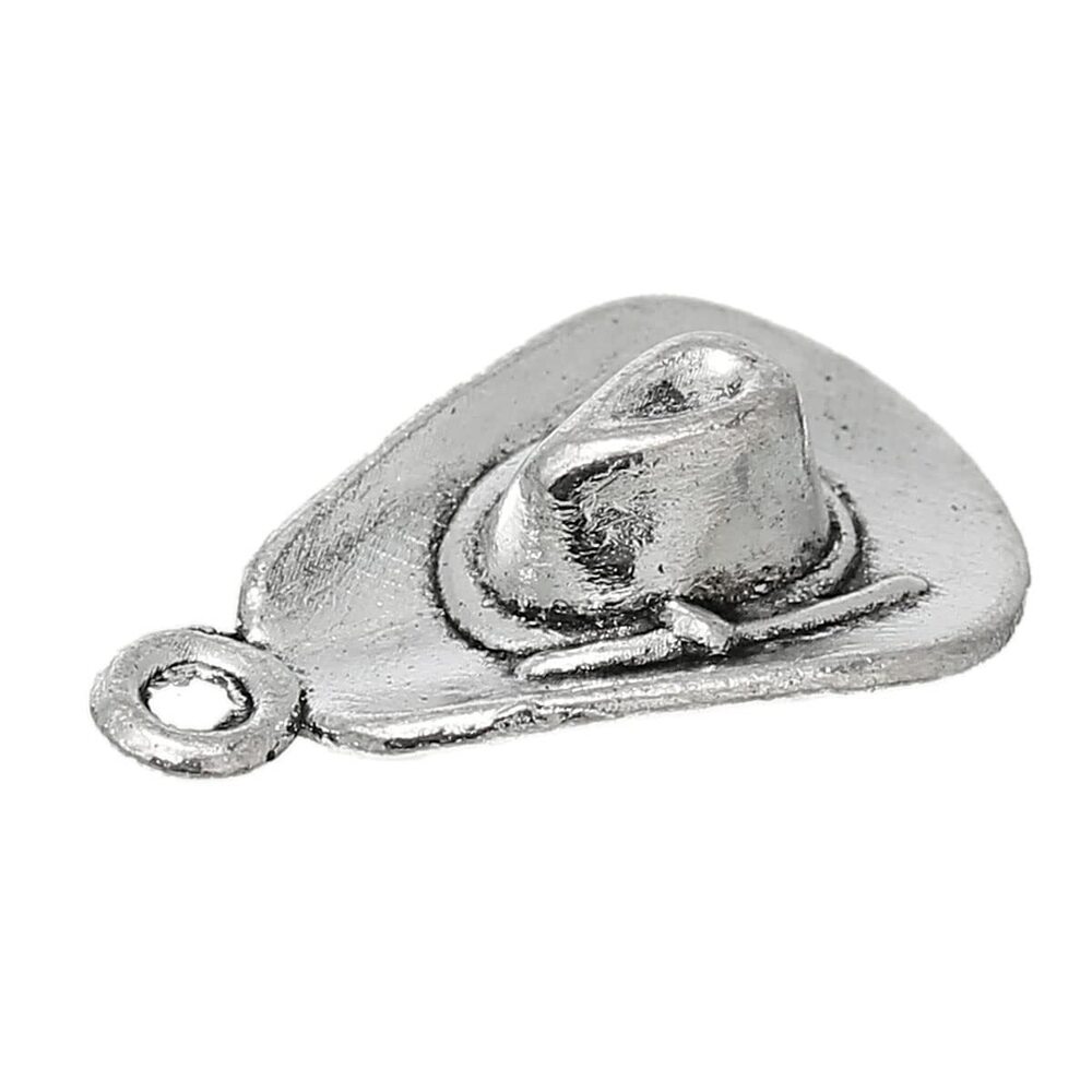 3494 30PC Antique Silver 3D Cowboy Hat Charms Pendants for DIY Bracelet